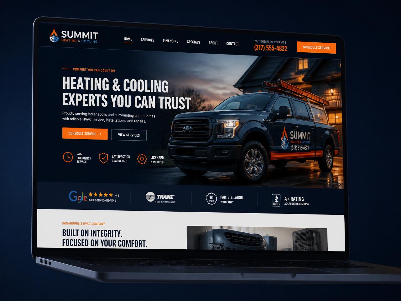 Summit Heating & Cooling — HVAC Contractor website design sample